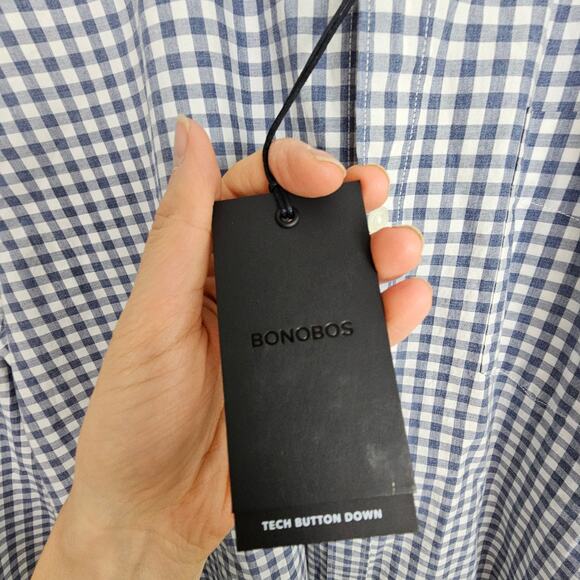 NEW Bonobos Dress Shirt Blue White Checker Button Down Shirt Men XL Slim Fit - Picture 7 of 9